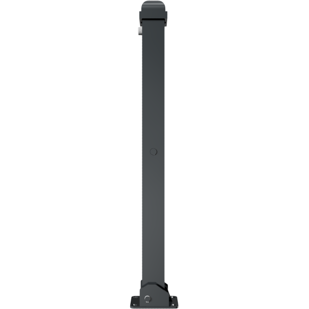 Ornamental bollard | steel tube 70 x 70 mm | series 473B | foldable, self-engaging lockto be fixed by plugs, with base plate 100 x 150 mm | with Euro profile cylinder lock and three keys | with 1 eyelet